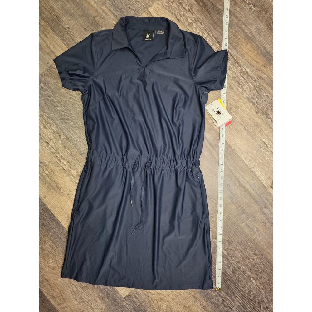 NWT Spyder Womens Active Dress Navy Blue Short Sleeve Drawstring Golf Size M